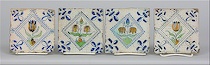 Appraisal: Antique Hand Painted Glazed Ceramic Tiles A lot of four