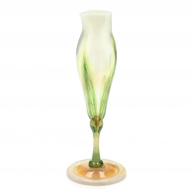 Appraisal: L C TIFFANY FAVRILE PULLED LEAF GLASS BUD VASE Circa