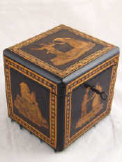 Appraisal: A th c cube tea caddy with lock and key