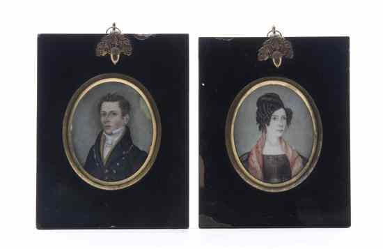 Appraisal: Two Continental Portrait Miniatures on Ivory depicting a gentleman and