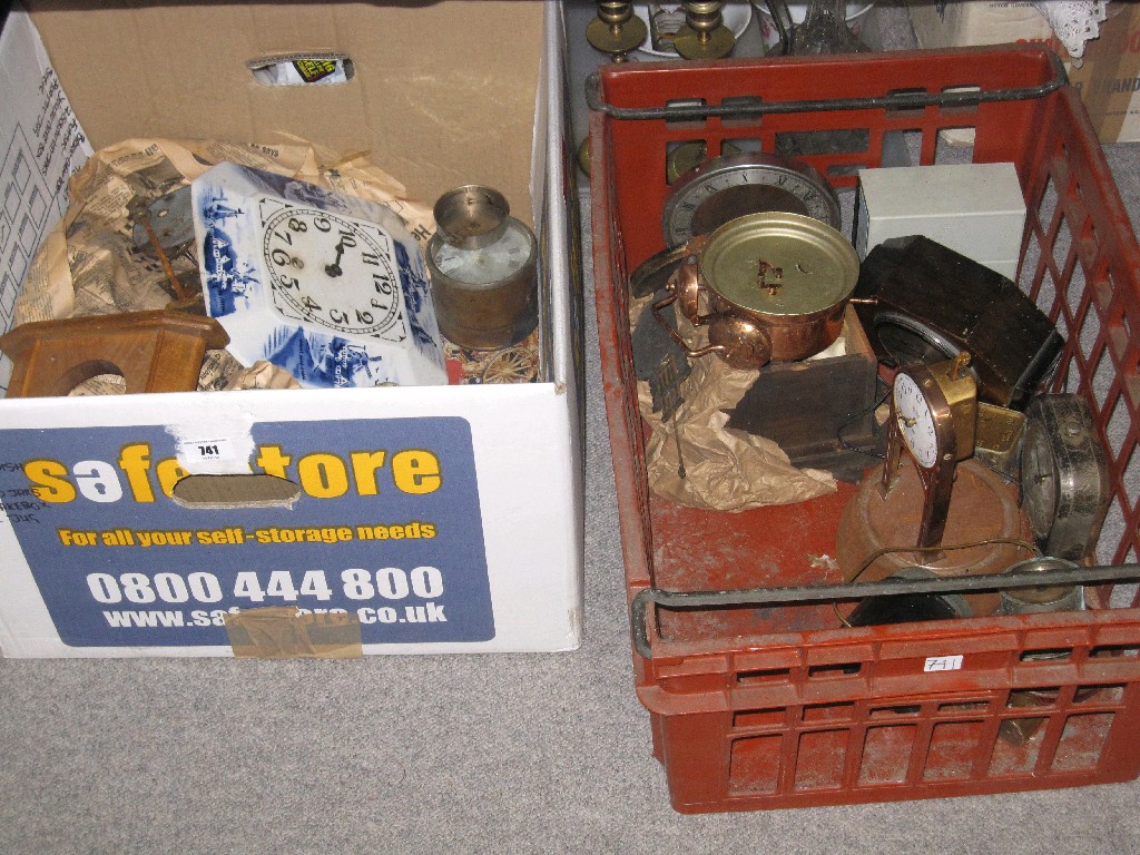 Appraisal: Lot comprising two boxes of clock faces and parts