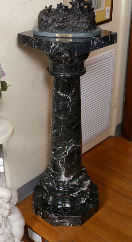 Appraisal: MASSIVE ITALIAN BLACK VARIAGETED MARBLE PEDESTAL One of the best