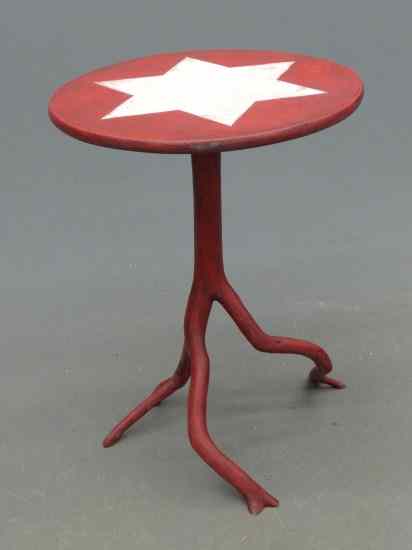 Appraisal: Adirondack twig stand in red paint with star painted on