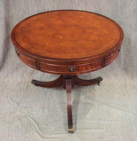 Appraisal: Leathertop Drawer Drum Table From a New Rochelle Dimensions diameter