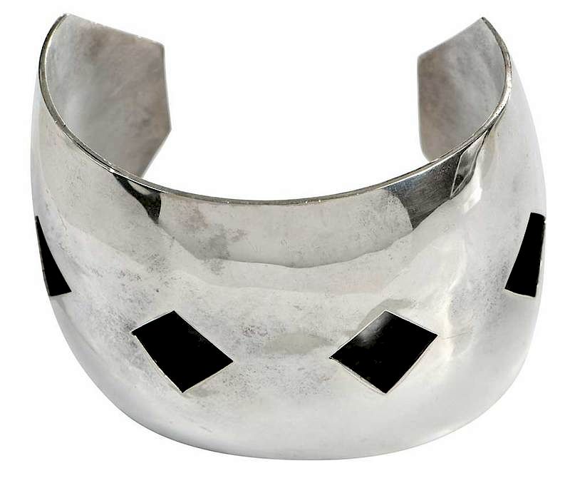 Appraisal: Brenda Schoenfeld Sterling Bracelet domed cuff bracelet stamped c Brenda