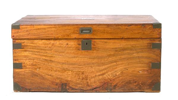 Appraisal: An English mahogany brass bound campaign trunk height in width