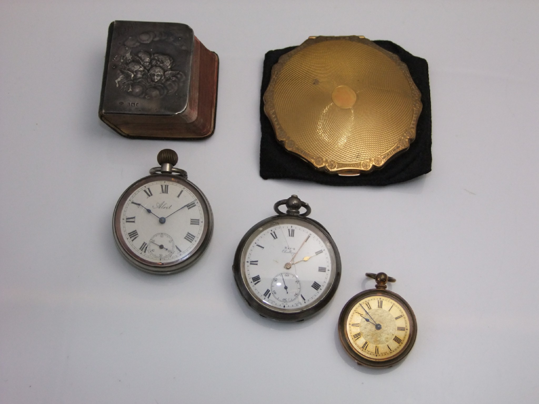 Appraisal: A silver open-faced pocket watch Kay's Challenge the white enamelled