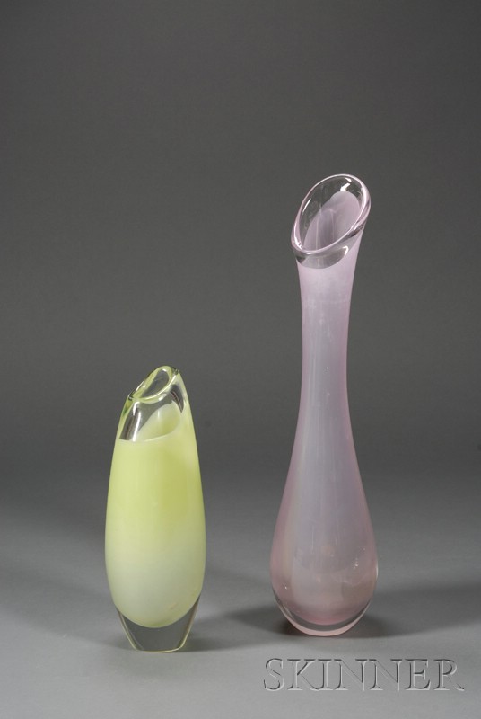 Appraisal: Two Kosta Vases by Vicke Lindstrand Art glass Sweden mid