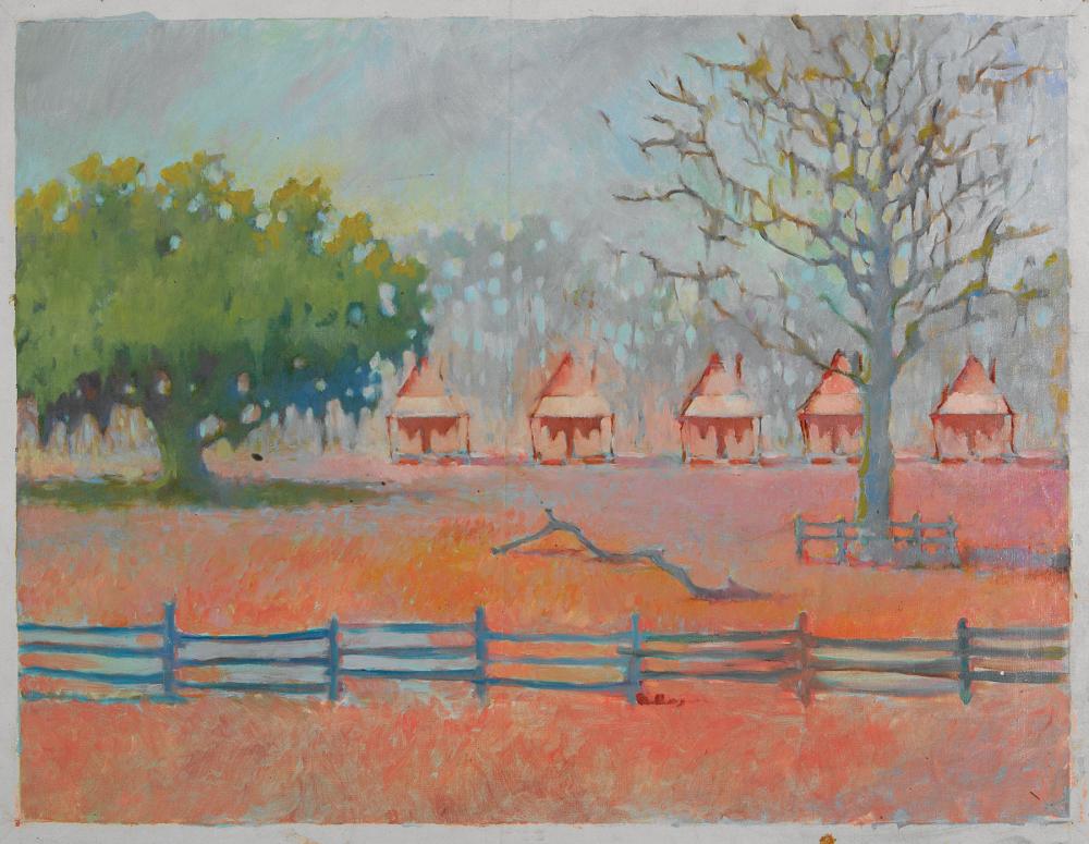 Appraisal: Don Wright American Louisiana - Pink Cabins oil on unstretched