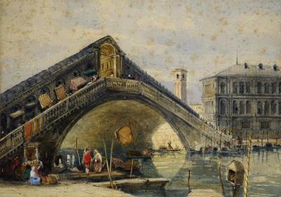 Appraisal: ATTRIBUTED TO JAMES HOLLAND The Rialto Bridge Venice unsigned x