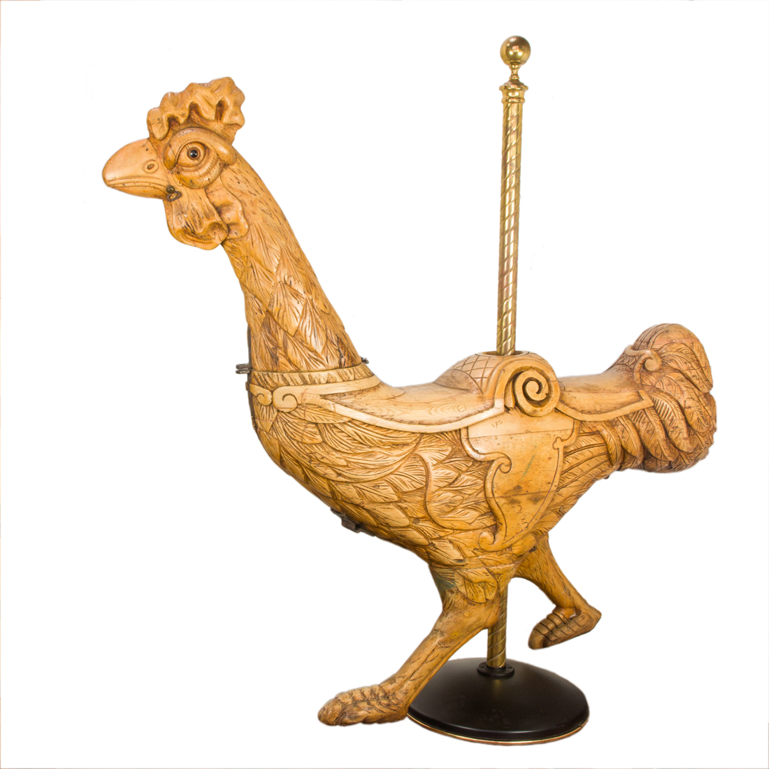 Appraisal: AN ANTIQUE ENGLISH WOOD CAROUSEL FIGURE OF A ROOSTER An