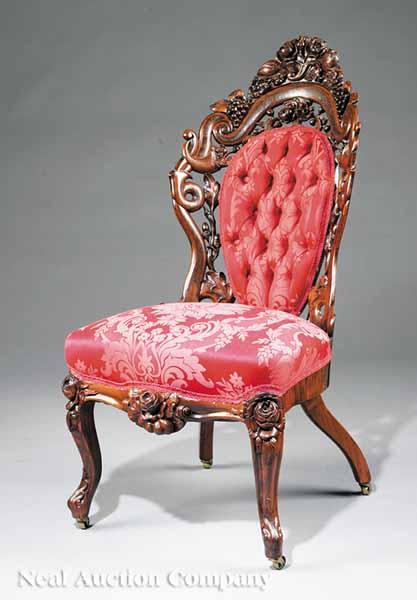 Appraisal: An American Rococo Carved and Laminated Rosewood Side Chair mid-