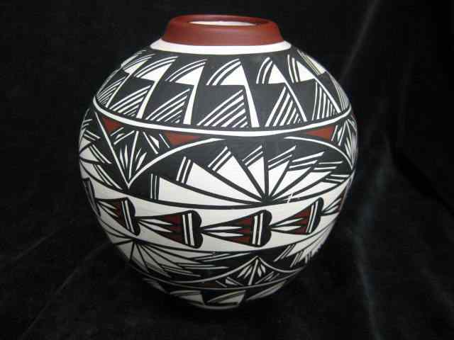 Appraisal: Indian Pottery Vase fine geometrics signed '' excellent