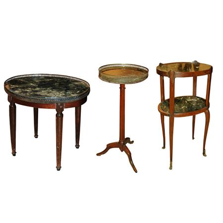 Appraisal: Group of Three Marble Top Mahogany Occasional Tables Estimate nbsp