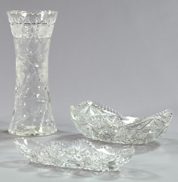 Appraisal: Three Pieces of American Brilliant-Cut Glass all first quarter th