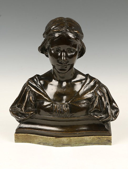 Appraisal: ALFRED ED BRISCOE DRURY - A bronze portrait bust Griselda