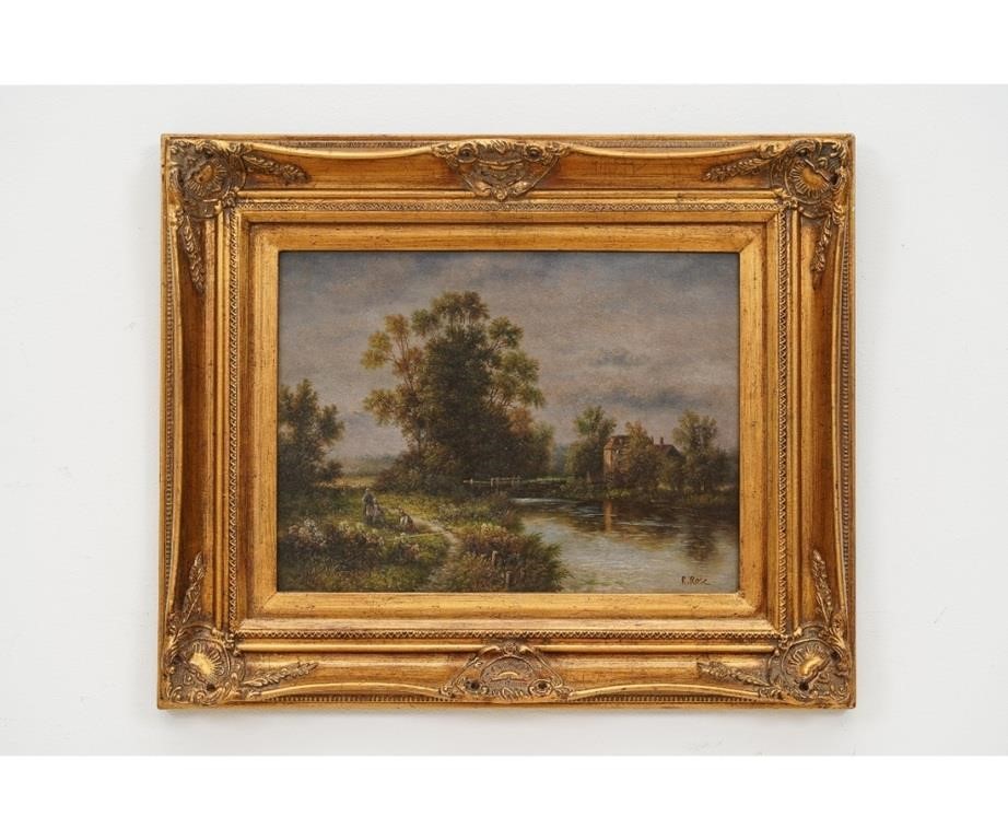 Appraisal: R Rose oil on panel landscape th c x ss