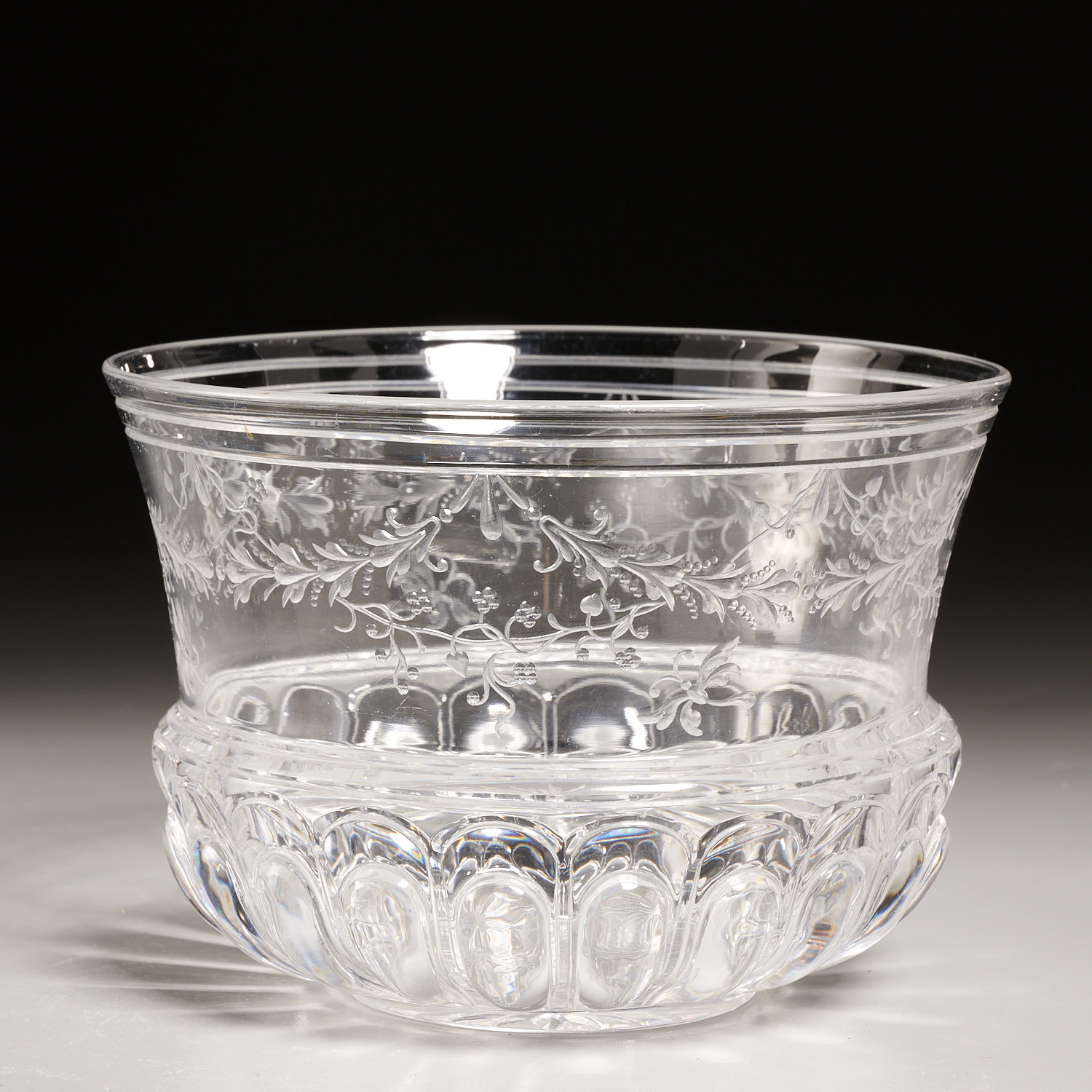 Appraisal: ANTIQUE BACCARAT ENGRAVED GLASS BOWL th c France cut and