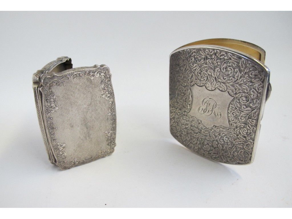 Appraisal: Lot comprising silver cigarette case and a white metal card