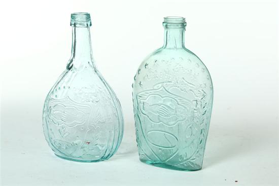 Appraisal: TWO ''UNION'' FLASKS American st half- th century blown glass