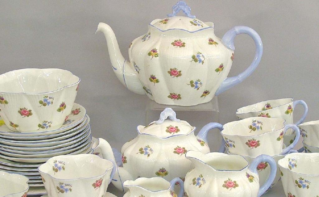 Appraisal: Shelley 'Rose Pansy Forget-Me-Not' tea service pattern comprising two teapots