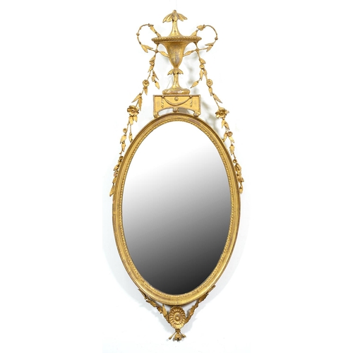 Appraisal: A George III neo classical giltwood and composition mirror the