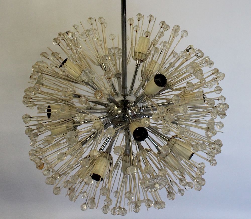 Appraisal: MIDCENTURY Floral Sputnik Style Chandelier From a Queens estate -