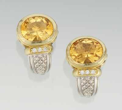 Appraisal: A Pair of Judith Ripka Citrine Earrings k yellow gold