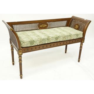 Appraisal: Mid Century Louis XVI Style Carved Wood and Cane Settee