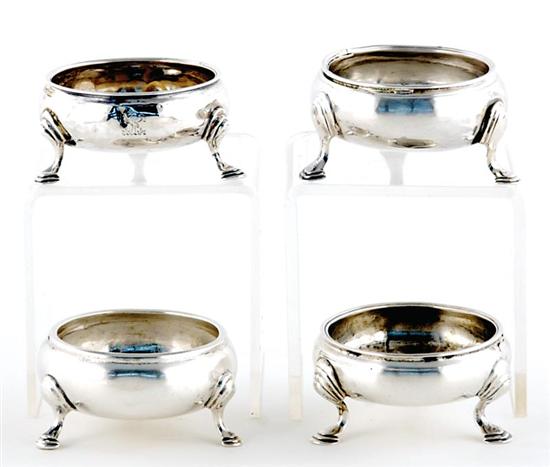 Appraisal: Four early English sterling silver salt cellars London circa -