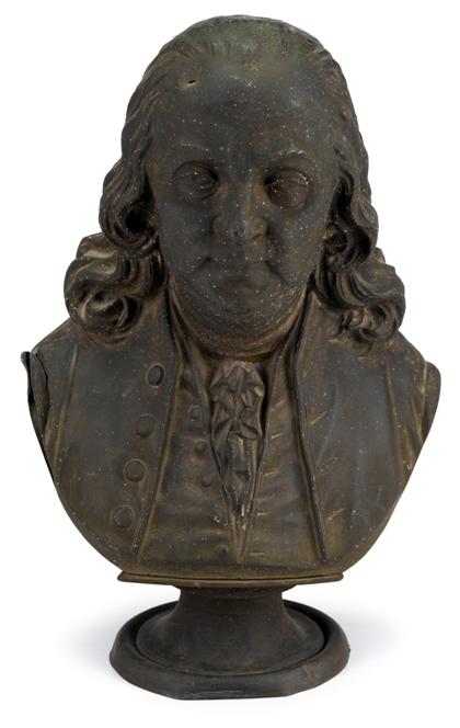 Appraisal: Patinated zinc bust of Benjamin Franklin th century