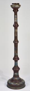 Appraisal: Japanese Bronze Champleve Floor Lamp Base JAPAN MEIJI TAISHO PERIOD