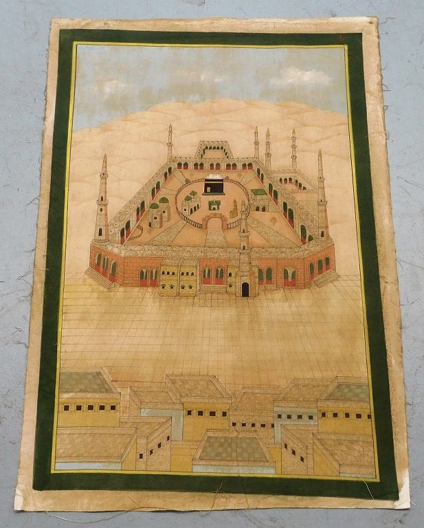 Appraisal: Indian Islamic Aerial View Of Mecca Painting India th Century