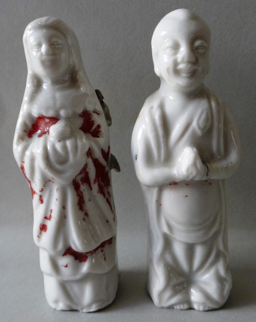 Appraisal: Two small Chinese blanc de chine figures th century each