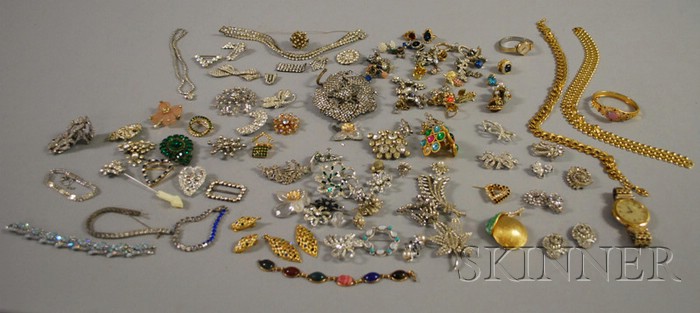 Appraisal: Group of Rhinestone and Paste Costume Jewelry including brooches clips