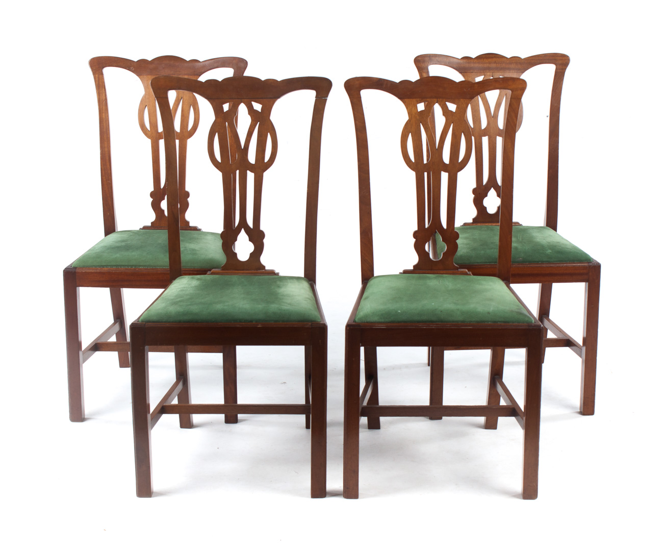 Appraisal: Four Chippendale style mahogany side chairs Condition Age appropriate scratches