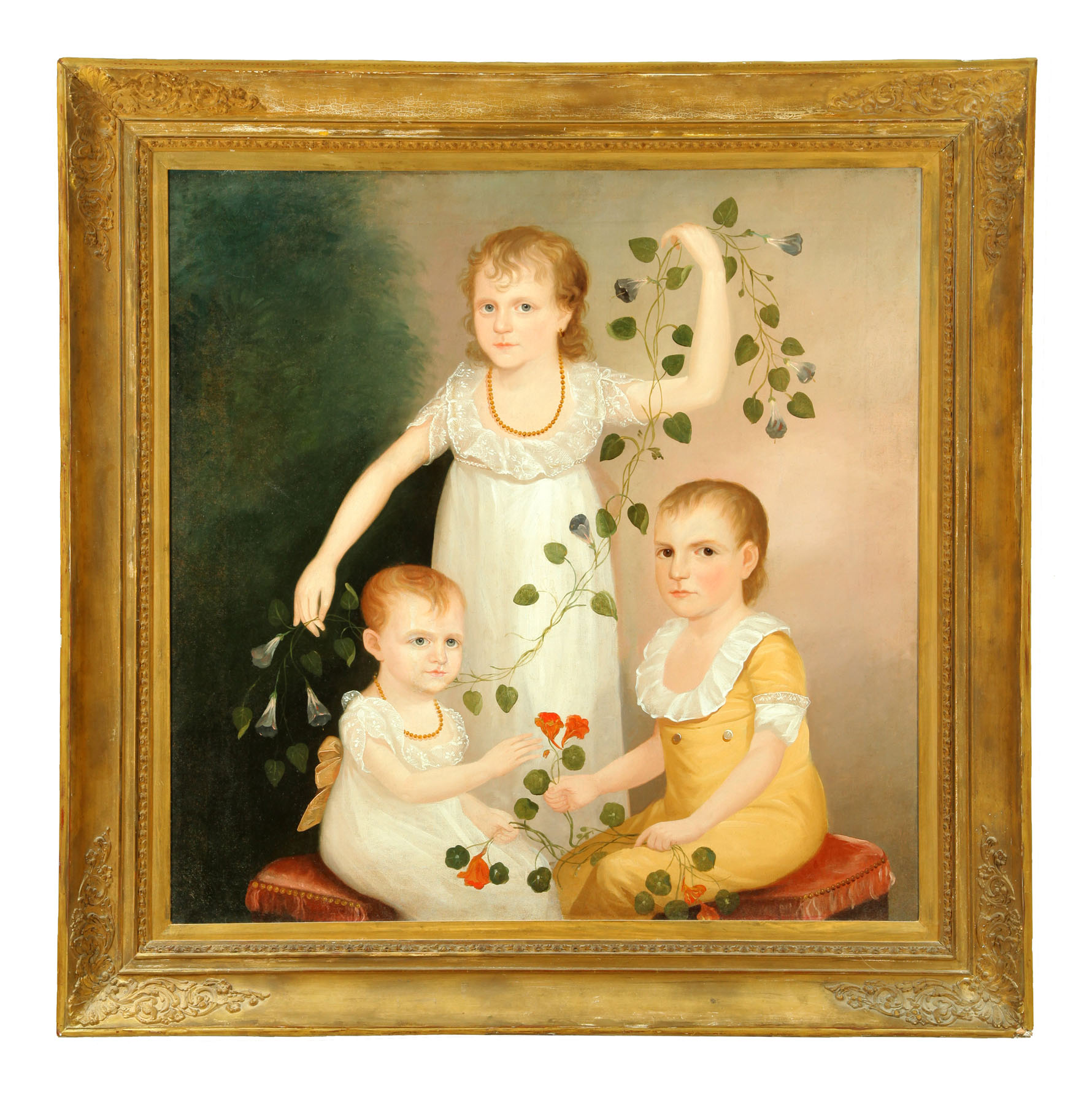 Appraisal: TRIPLE PORTRAIT OF CHILDREN AMERICAN SCHOOL ST QUARTER- TH CENTURY