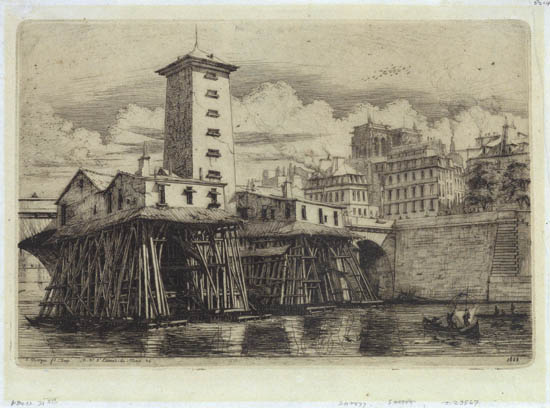 Appraisal: CHARLES MERYON La Pompe Notre-Dame Etching on laid paper ved