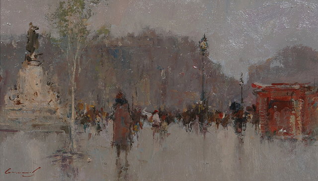 Appraisal: Ken Moroney British b Parisian street scenesigned lower left oils