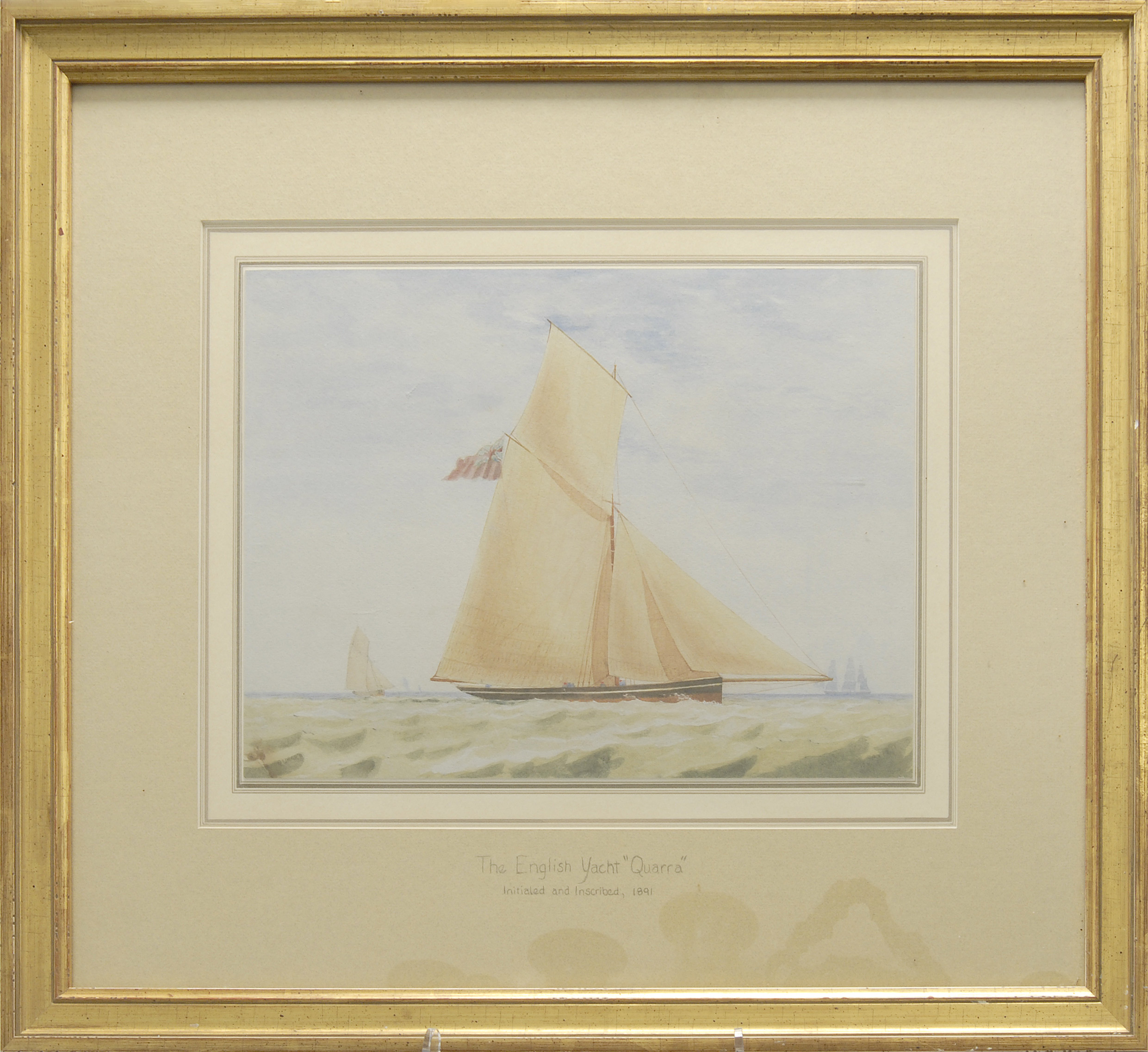 Appraisal: FRAMED LATE TH CENTURY HAND-COLORED PRINT THE ENGLISH YACHT QUARRA