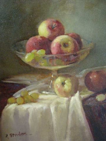 Appraisal: STECHER Ruth O B Still Life Apples and Grapes signed