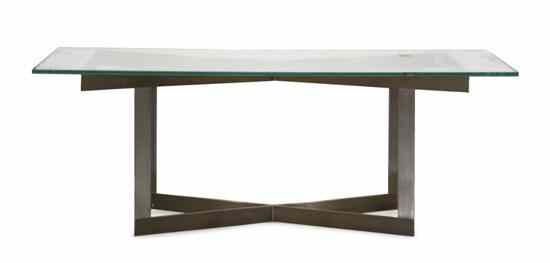 Appraisal: A Modernist Steel and Glass Dining Table having a rectangular