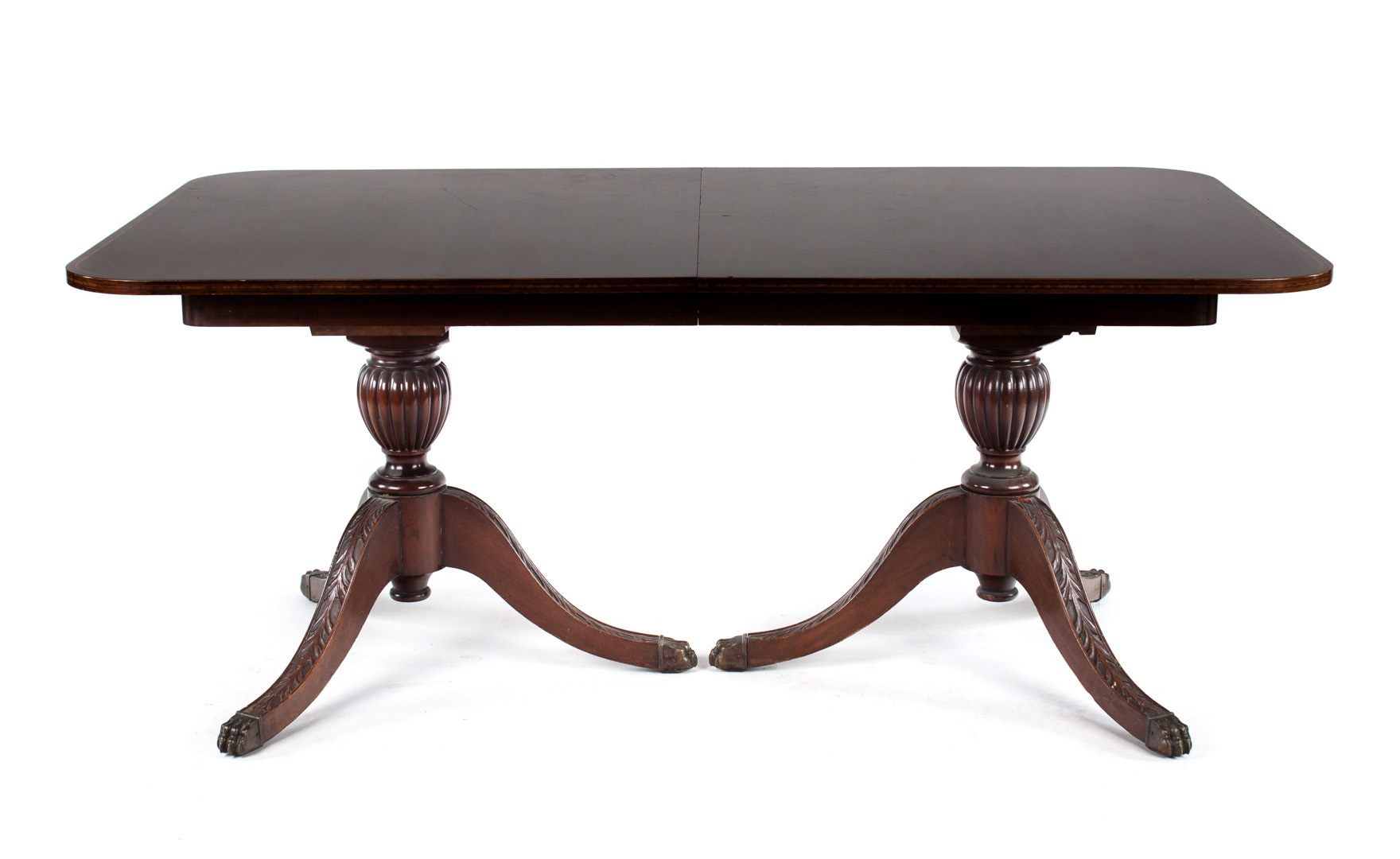 Appraisal: Federal style mahogany dining table two in banded inlaid ends