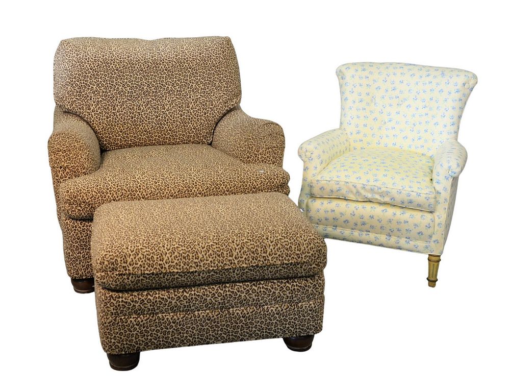 Appraisal: Three piece lot to include Custom Upholstered Easy Chair and