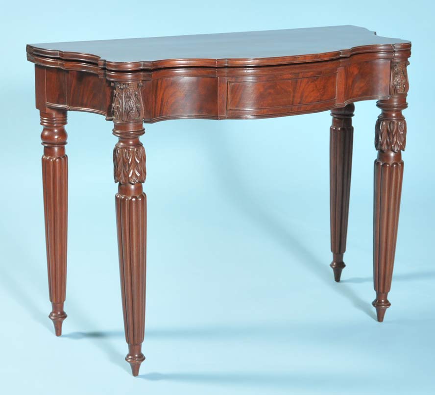 Appraisal: Federal Mahogany Card Table Salem carving attributed to Samuel Field