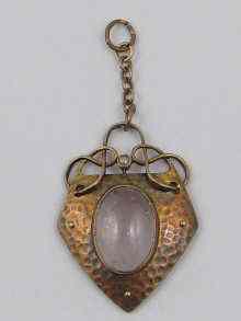 Appraisal: A silver gilt Art Nouveau pendant set with rose quartz