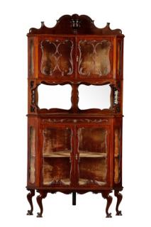 Appraisal: American Rococo Revival Mahogany Corner Cabinet American fourth quarter th