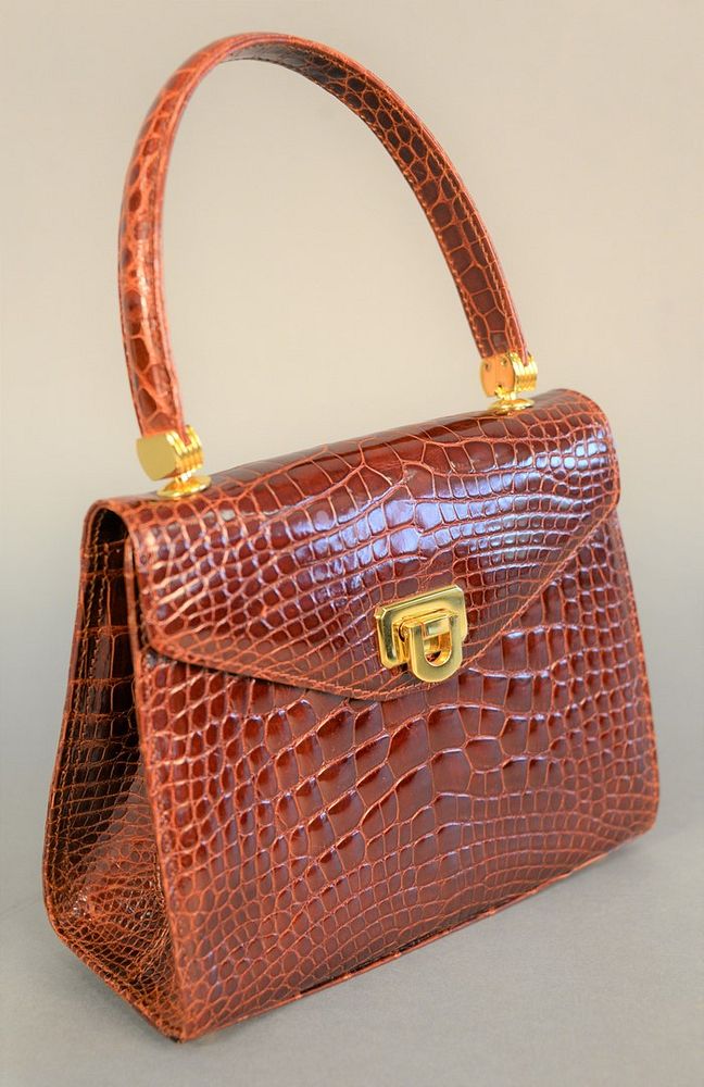 Appraisal: Giorgio's of Palm Beach alligator clutch purse burgundy handbag like