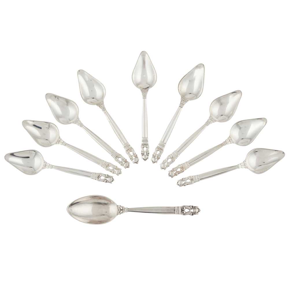 Appraisal: GEORG JENSEN - SET OF NINE 'ACORN' SPOONS sterling silver