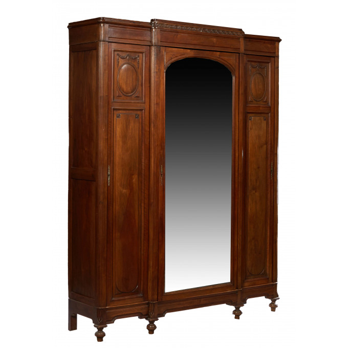 Appraisal: French Louis XVI Style Carved Walnut Armoire c the breakfront